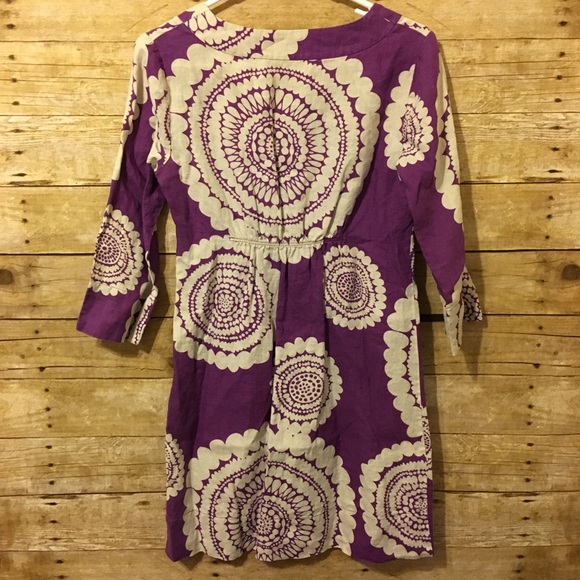 Boden purple medallion linen shift dress size 4 - Picture 5 of 7